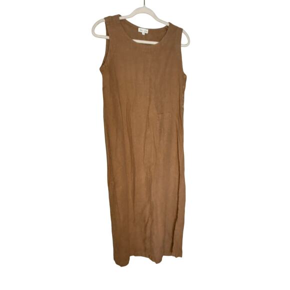 Cali Cali sleeveless tan linen dress - Picture 1 of 8
